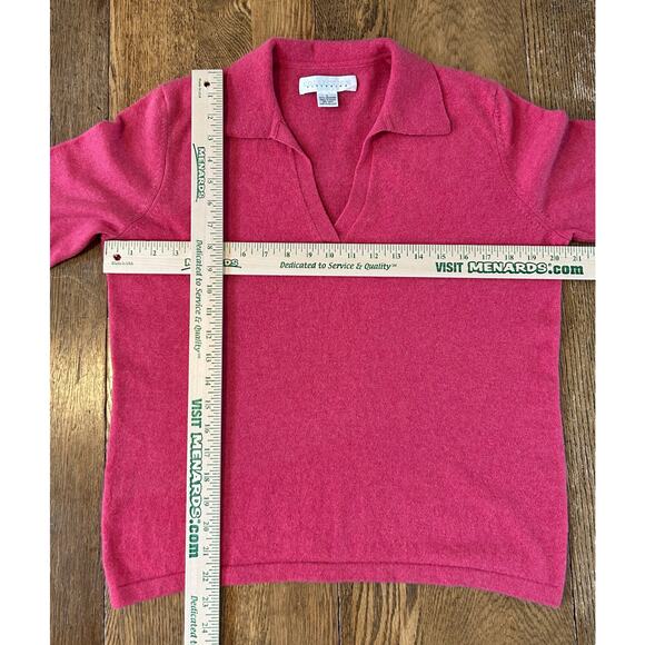 Collection Fifty Nine Cashmere Sweater V Neck Collar 3/4 Sleeve Dusty Pink Sz L - Picture 4 of 7
